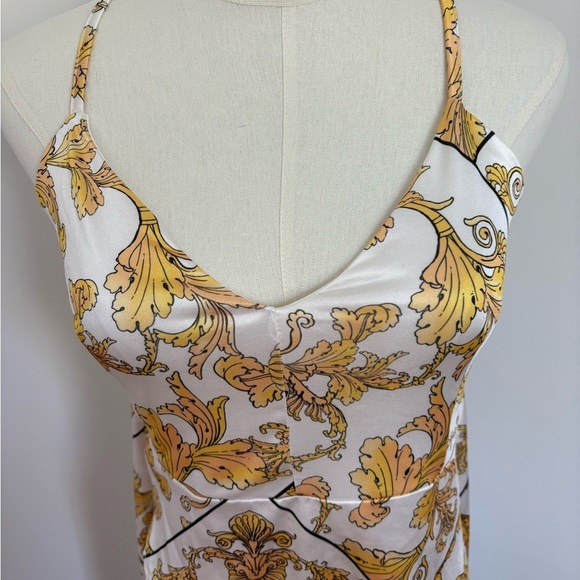 Gold and White Silk Maxi Dress - Picture 5 of 6